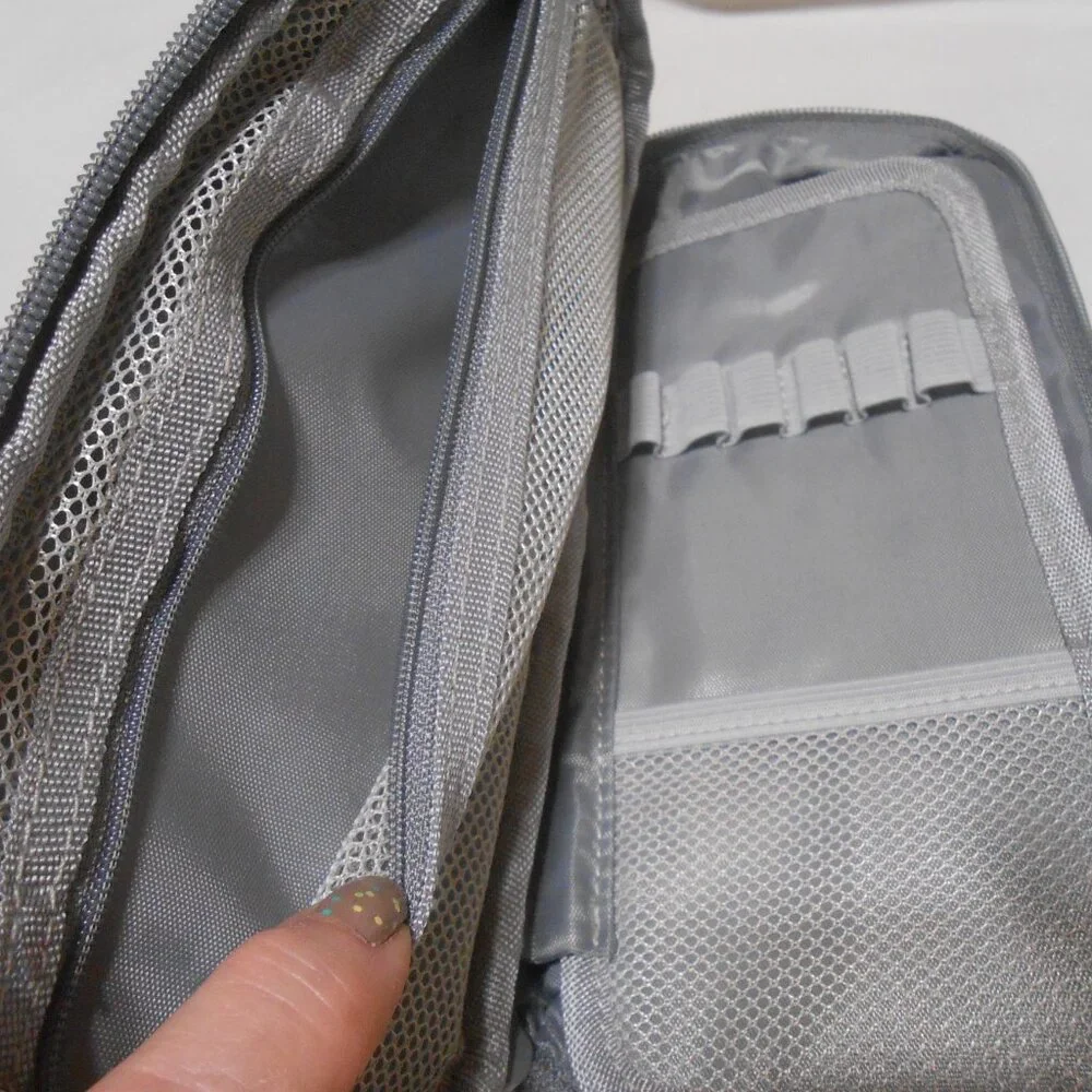 NEW WEMATE GRAY PENCIL CASE ORGANIZER OFFICE SCHOOL HOME ZIPPER POUCH BAG 🎁